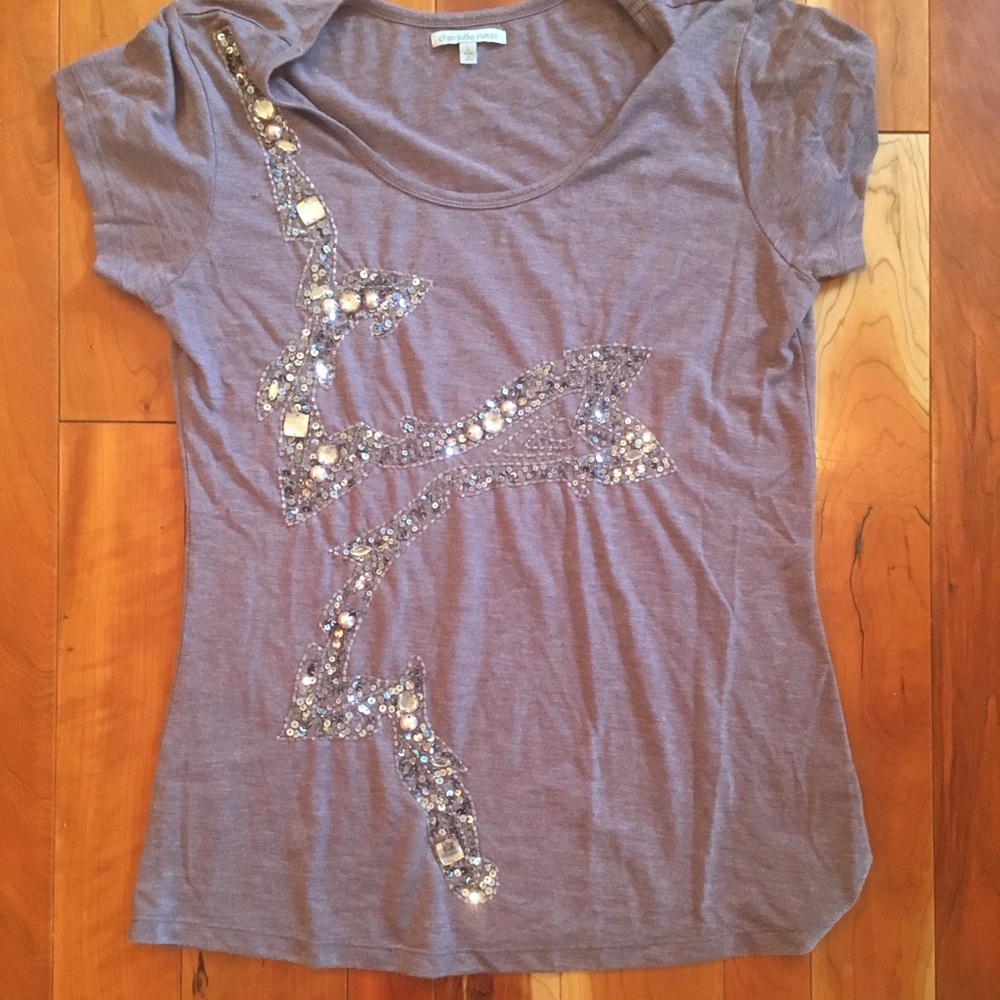 Purple Charlotte Russe T-shirt w Jewels & Beads